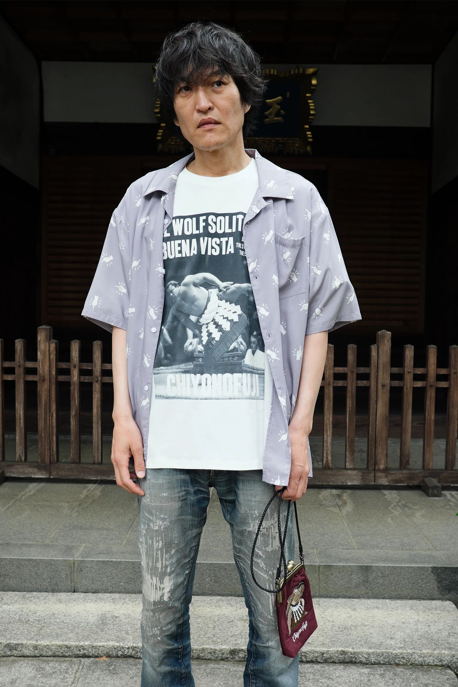 【千代の富士×BUENA VISTA】El wolf solitario tee dos (WHITE) / ×千代の富士 コラボ Tシャツ