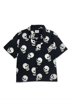 Skull patterned s/s shirt (BLACK) / セットアップ スカル シャツ
