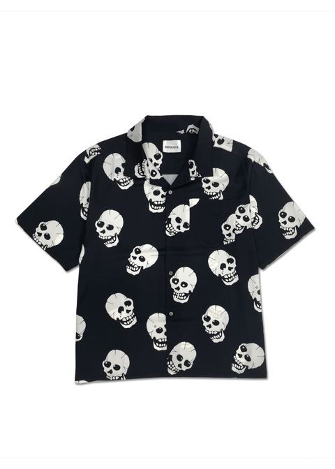 Skull patterned s/s shirt (BLACK) / セットアップ スカル シャツ