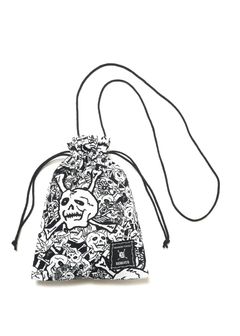 雑踏髑髏巾着 (BLACK) / ×横尾忠則 髑髏柄 コラボ ポーチ