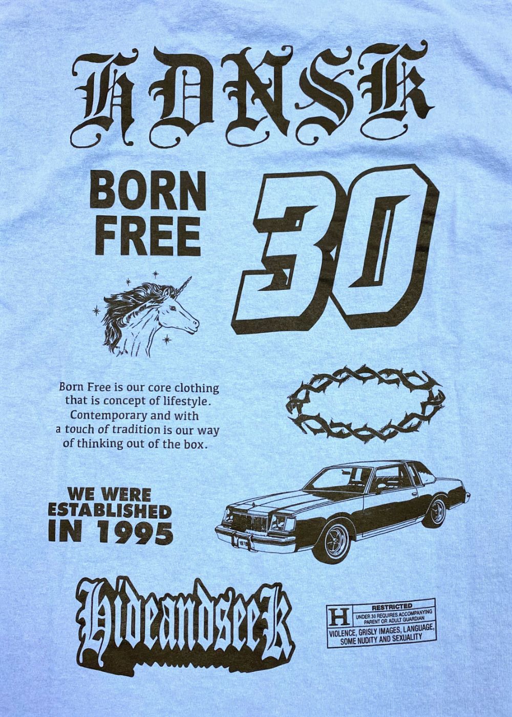 【ラスト1点】30 L/S Tee (SAX) / プリント ロングスリーブ Tシャツ