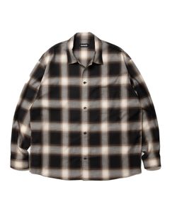 【ラスト1点】R9 OMBRE OPENCOLLAR SHIRT (BLACK) / オンブレチェック オープカラー シャツ