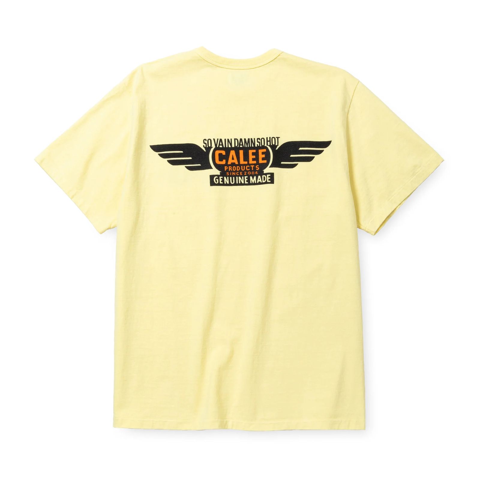 BINDER NECK WING LOGO VINTAGE TEE ＜NATURALLY PAINT DESIGN＞ (LIGHT YELLOW) / ×ナチュラリーペイント コラボ Tシャツ