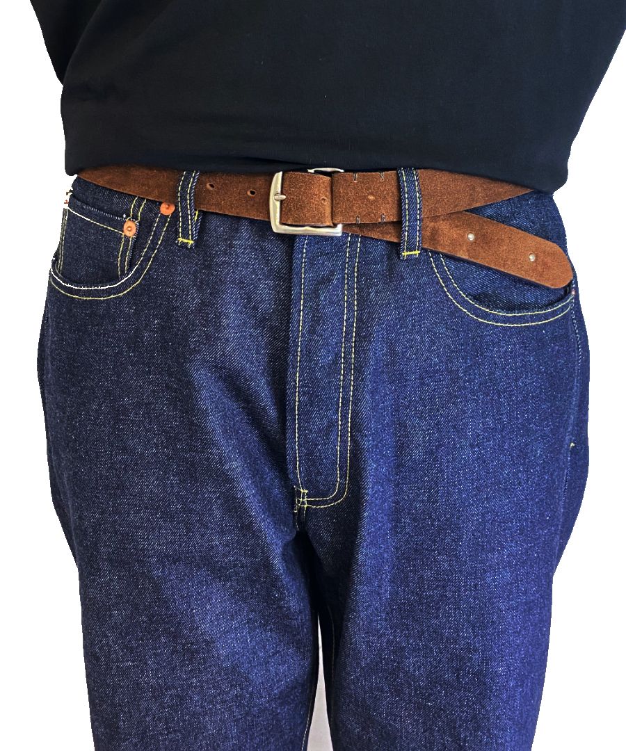 【ラスト1点】Suede Leather Belt (DBR)  / スウェード レザーベルト