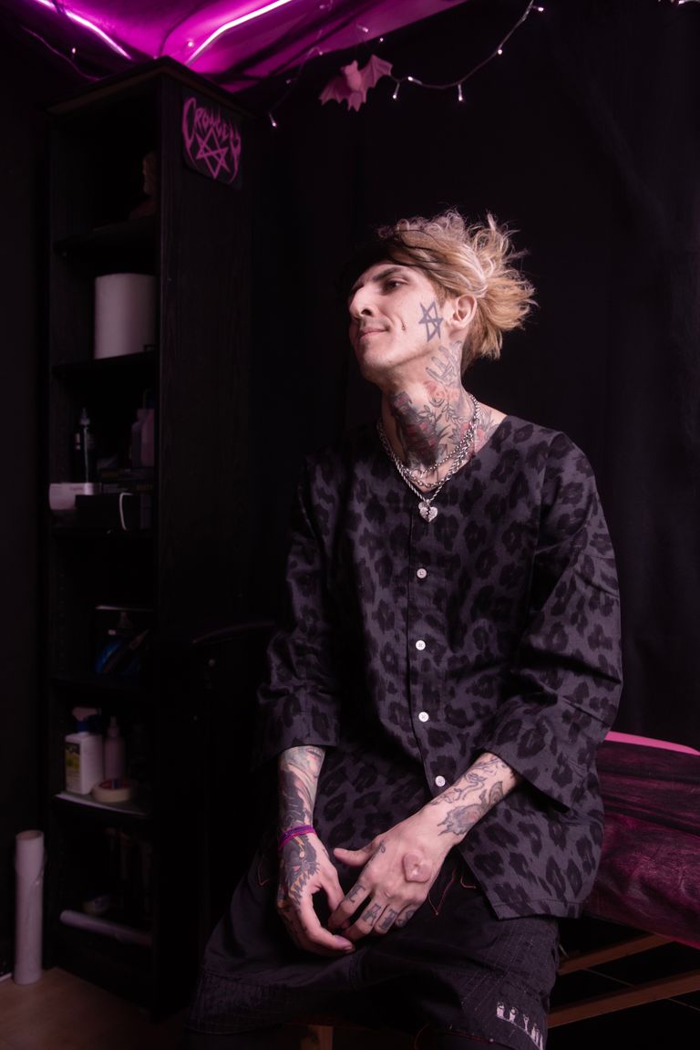 BUENA VISTA - YOIYOI GION (宵々祇園) / 豹鯉口シャツ (モノクロ  