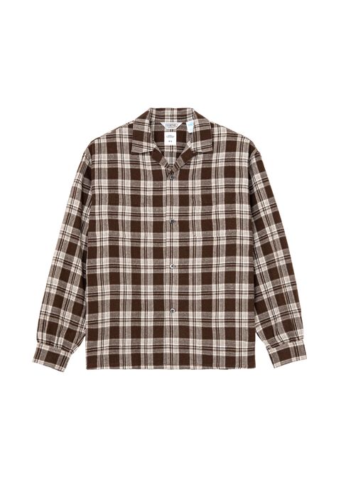 FIVE BROTHER Ex. L/S CHECK SHIRT "VIN" (BROWN) / ファイブ ブラザー コラボ チェック シャツ