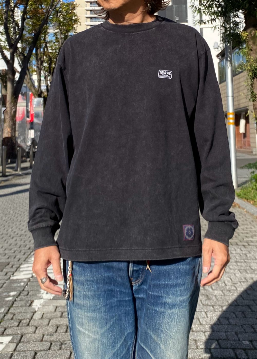 FADE WASH L/S TEE (FADE BLACK) / プリント ロンT