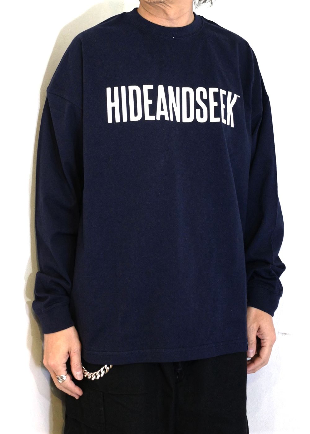 Logo L/S Tee(25ss Front) Big Silhouette (NAVY) / ロゴ プリント ロングスリーブ Tシャツ