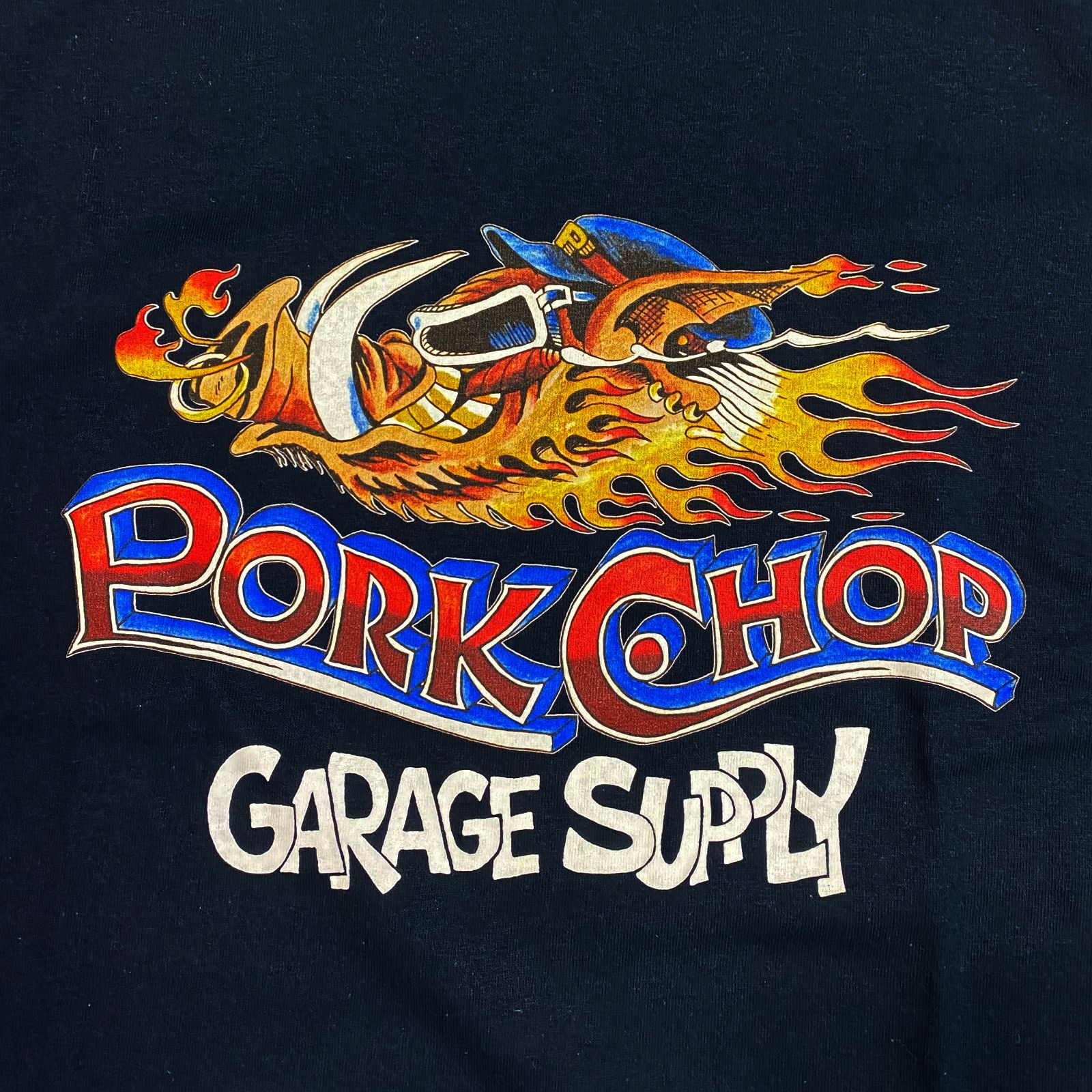 PORKCHOP - 【ラスト1点】WILD PORK L/S TEE (NAVY) / ワイルドポーク & 3Dバーアンドシールド ロング Tシャツ  | LOOPHOLE