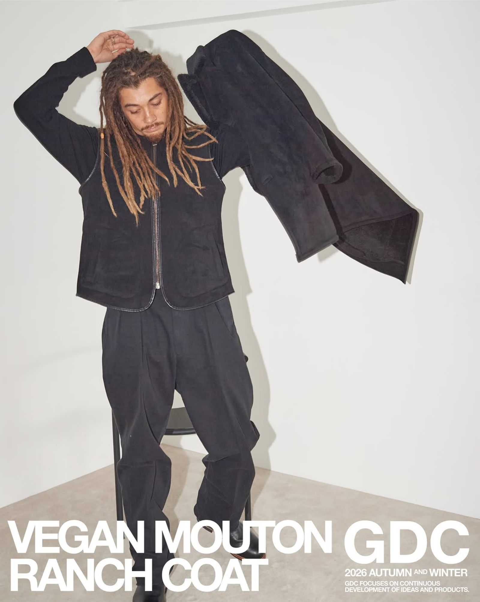 Vegan Mouton Vest (BLACK) / ビーガン ムートン ベスト