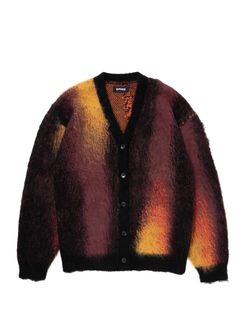 R9 PAINTED CARDIGAN (BLACK) / モヘアニット カーディガン