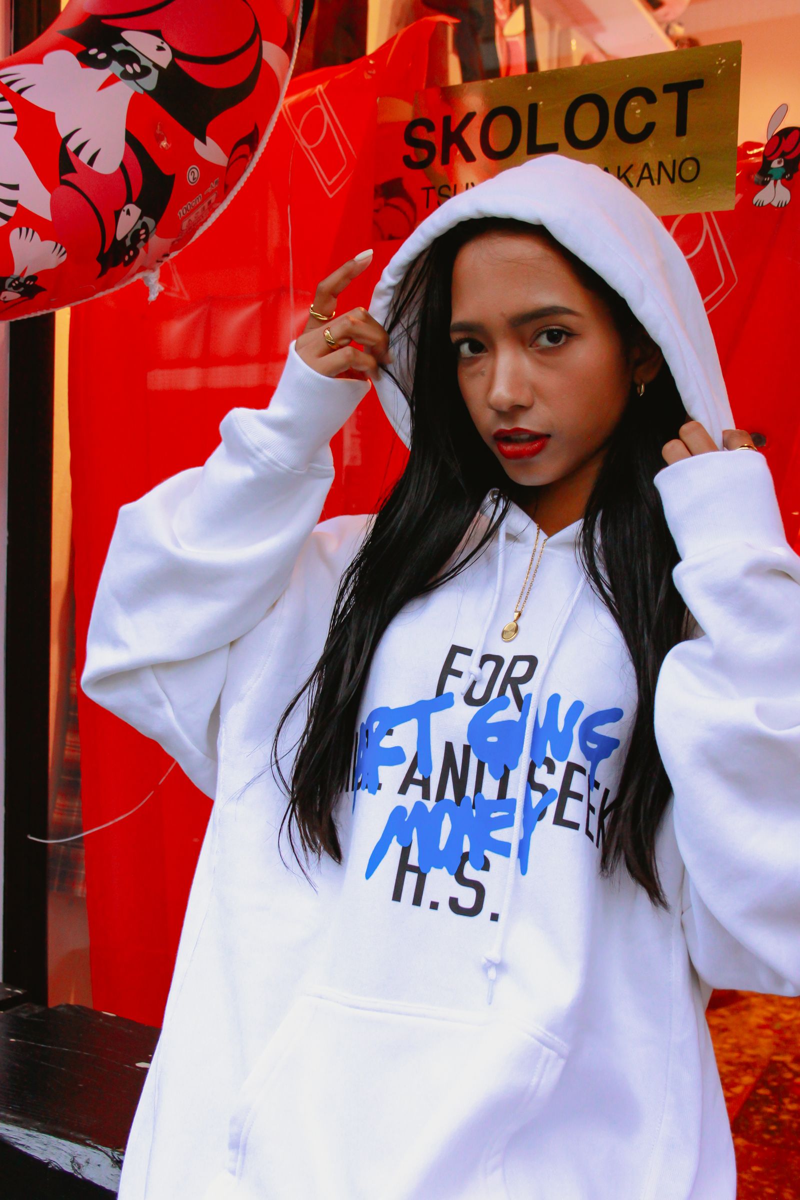 HideandSeek - ×SKOLOCT HOODED SWEATSHIRT (WHITE) / スコロクト