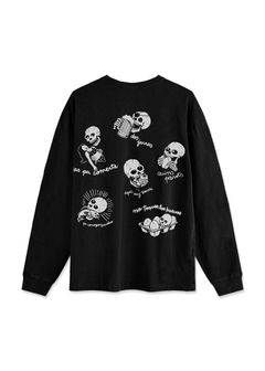 Skull L/S tee (BLACK) / スカル プリント ロング T