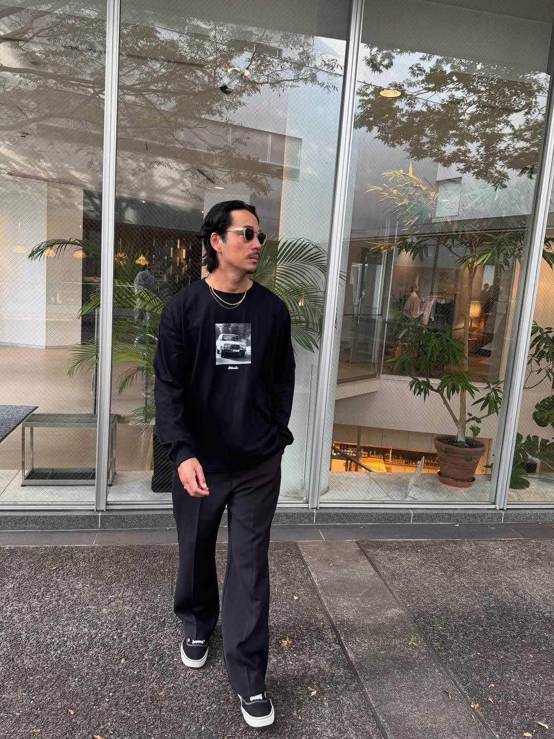 【ラスト1点】R9 PHOTO LS TEE (BLACK) /  オリジナル フォトプリント Tシャツ