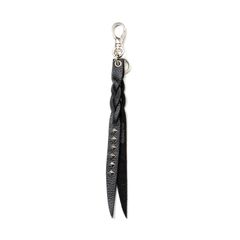 STUDS & KNITTING LEATHER SHORT KEY RING ＜TYPE A＞ (BLACK) / スタッズ レザー キーリング