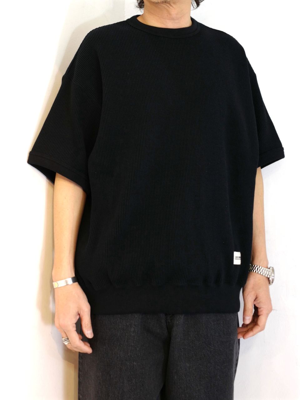 COOTIE PRODUCTIONS - 【ラスト1点】Suvin Waffle S/S Crew (BLACK 