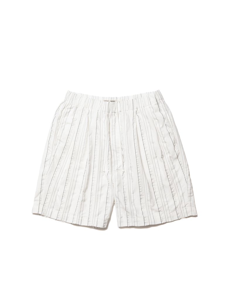 COOTIE PRODUCTIONS - Stripe Sucker Cloth 2 Tuck Easy Shorts (WHITE 