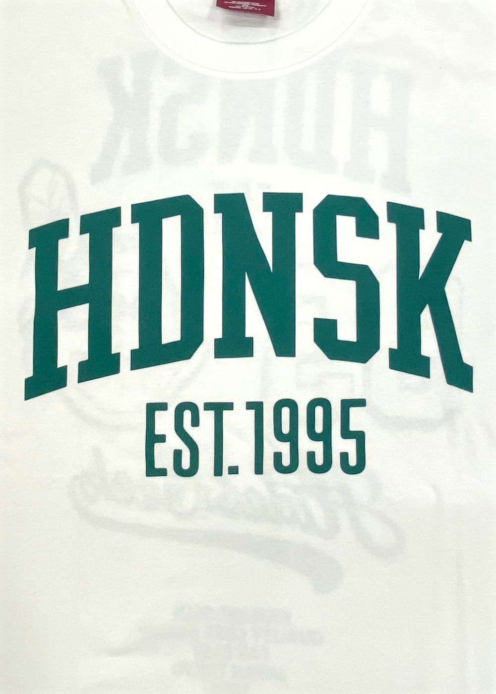 College L/S Tee (WHITE×GREEN) / カレッジ プリント ルーズフィット ロングスリーブ Tシャツ