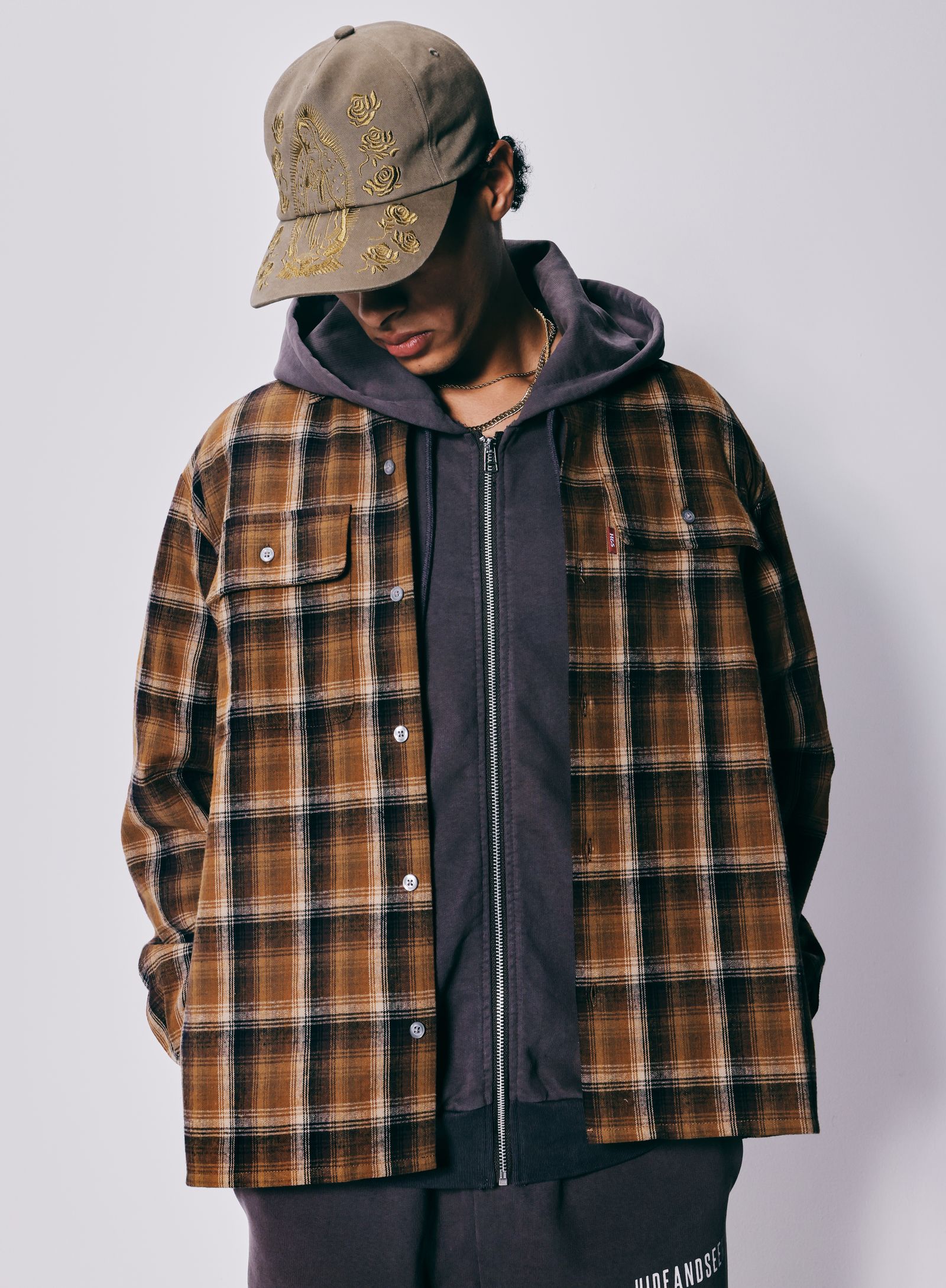 【ラスト1点】Maria CAP (KHAKI) / マリア刺繍 ベースボール キャップ
