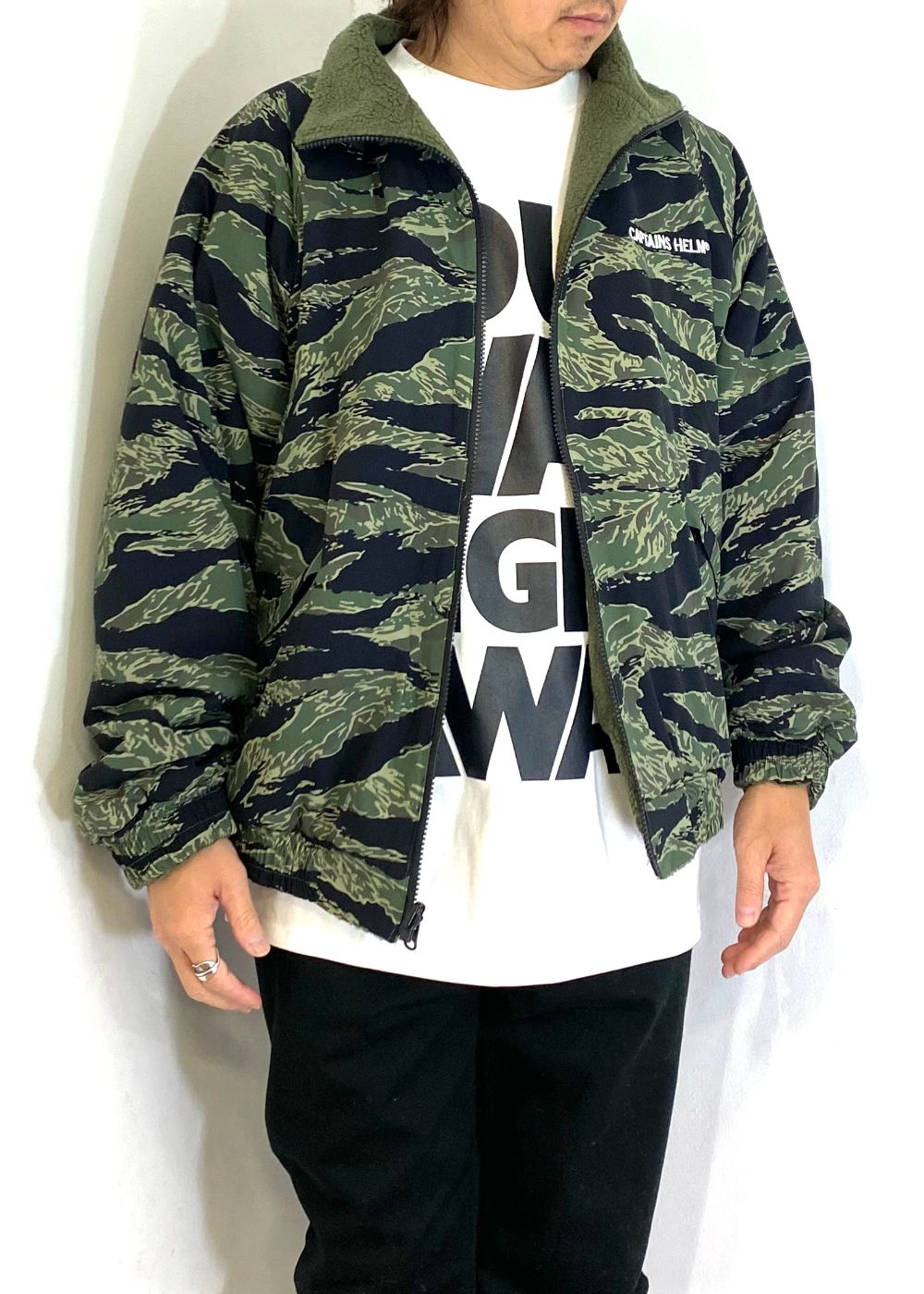 【ラスト1点】REVERSIBLE FLEECE JACKET (OLIVE×TIGER CAMO) / リバーシブル フリース ジャケット
