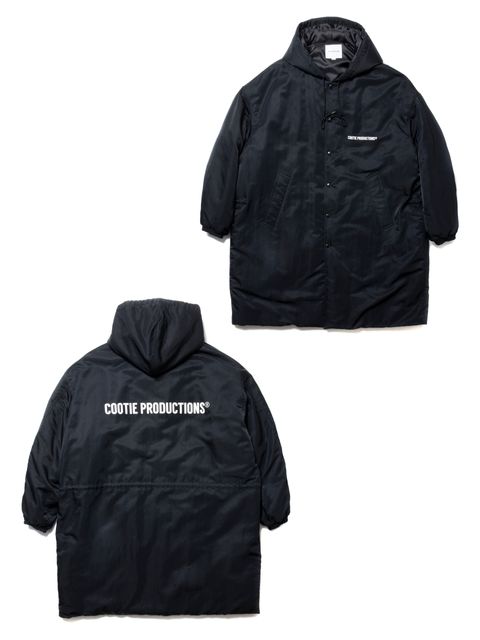 COOTIE PRODUCTIONS - Error Fit Padded Bench Coat (BLACK) / ロゴ  