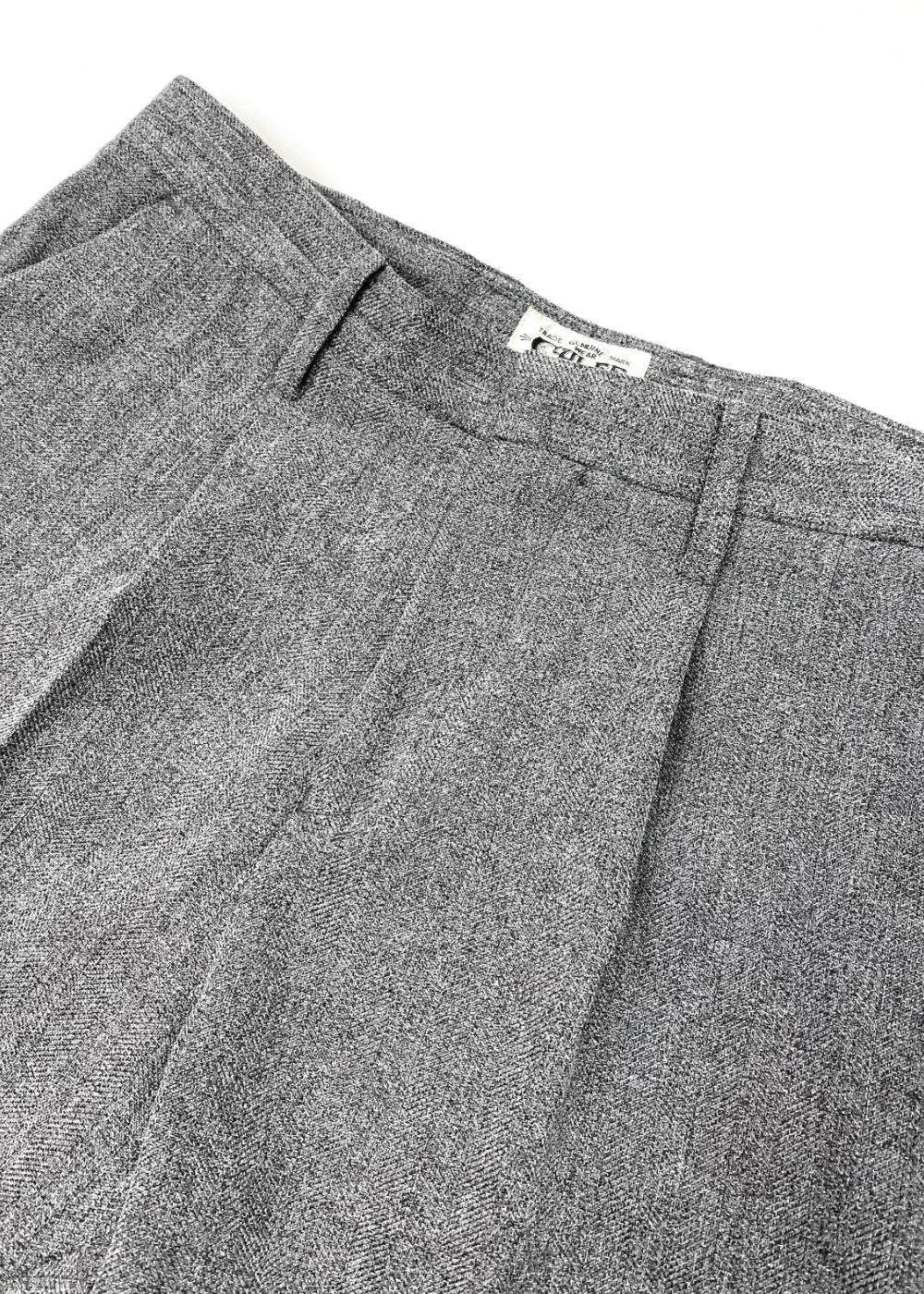 VINTAGE TYPE HERRINGBONE SLACKS (CHARCOAL) / ヴィンテージ タイプ ヘリンボーン スラックス