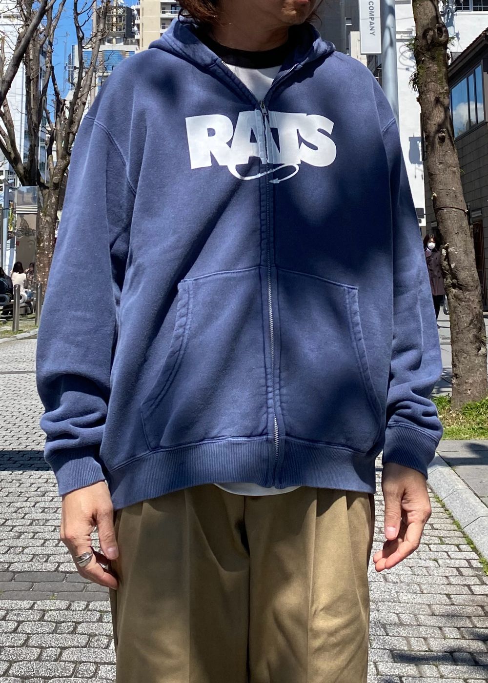 PIGMENT DYED ZIP HOODIE (NAVY) / ピグメントダイ ジップ スウェット パーカー