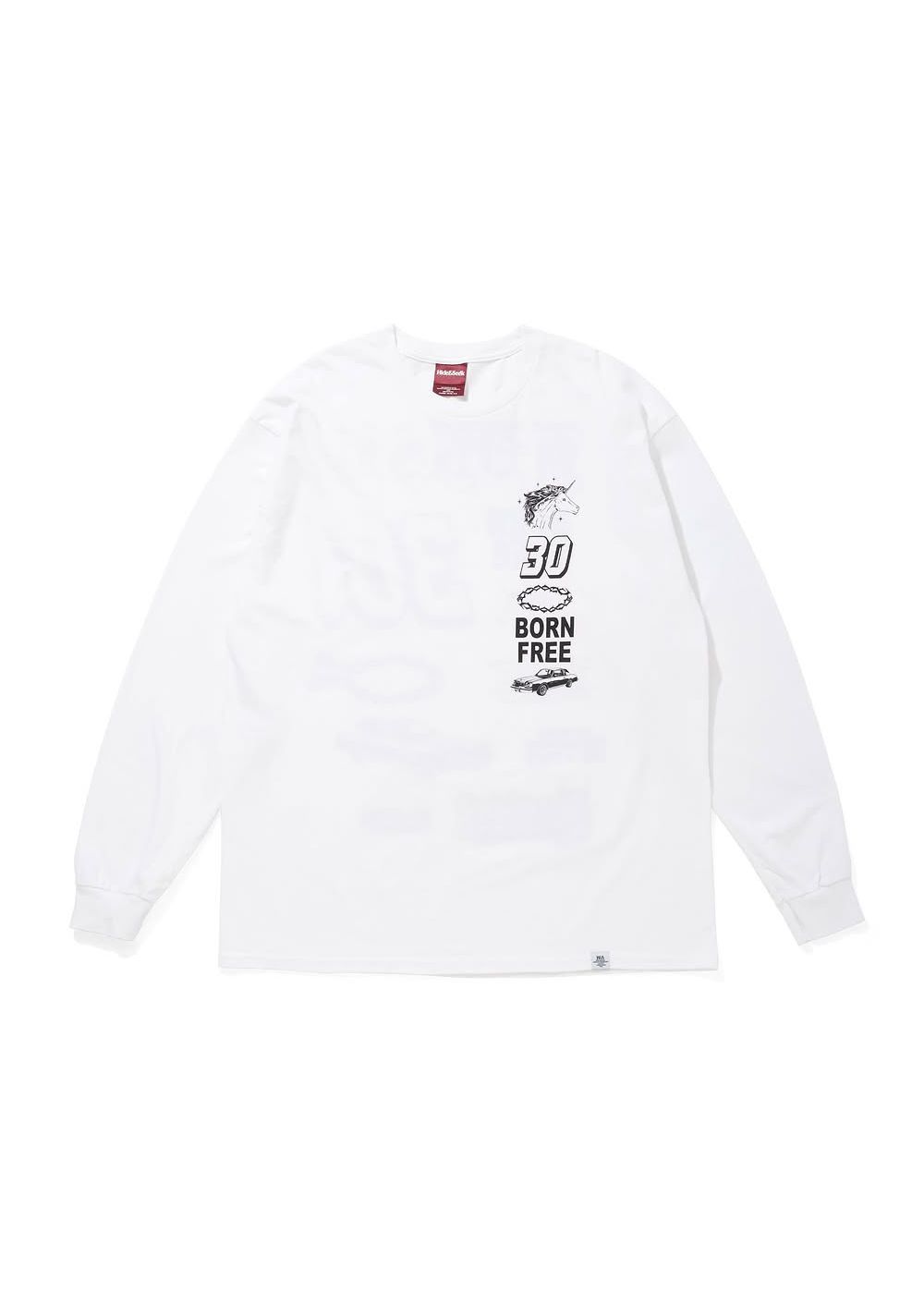 30 L/S Tee (WHITE) / プリント ロングスリーブ Tシャツ