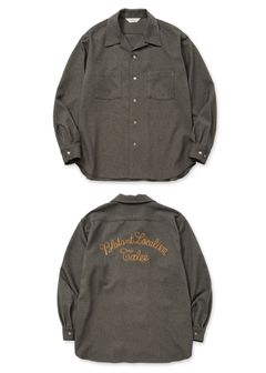 "BLATANT LOCALISM" OPEN COLLAR ROUND L/S SH (CHARCOAL) / オープンカラー ウール シャツ