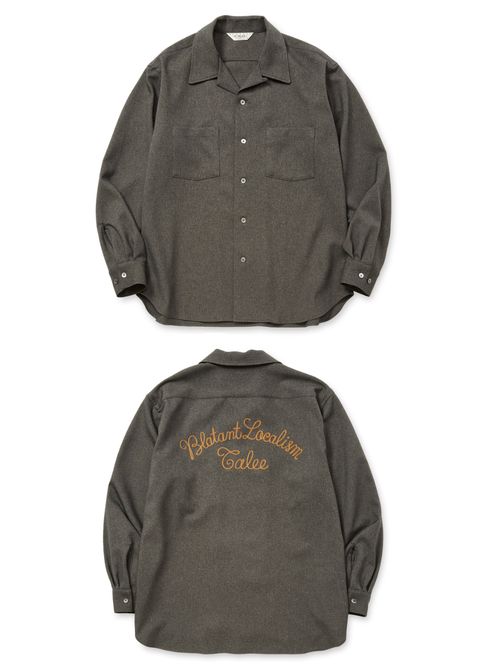 "BLATANT LOCALISM" OPEN COLLAR ROUND L/S SH (CHARCOAL) / オープンカラー ウール シャツ