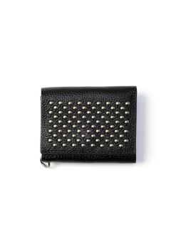 ROUND STUDS LEATHER MULTI WALLET (BLACK) / スタッズ レザー コンパクト マルチ ウォレット