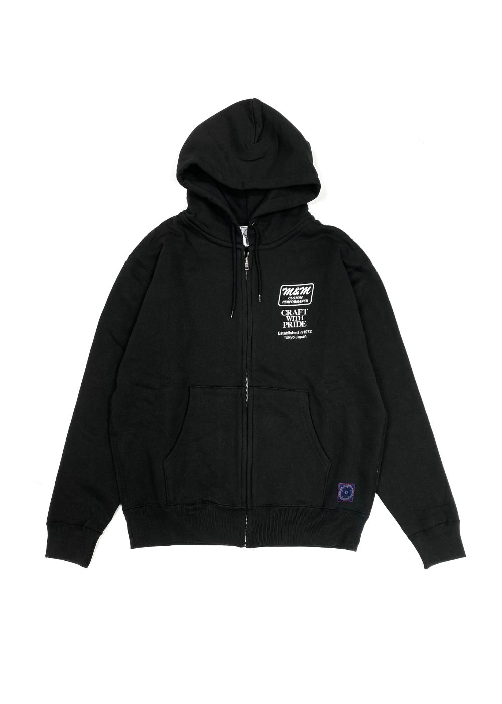 ZIP HOODIE (BLACK) / プリント スウェット ジップ パーカー