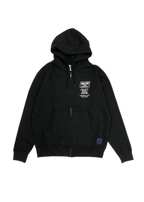 ZIP HOODIE (BLACK) / プリント スウェット ジップ パーカー