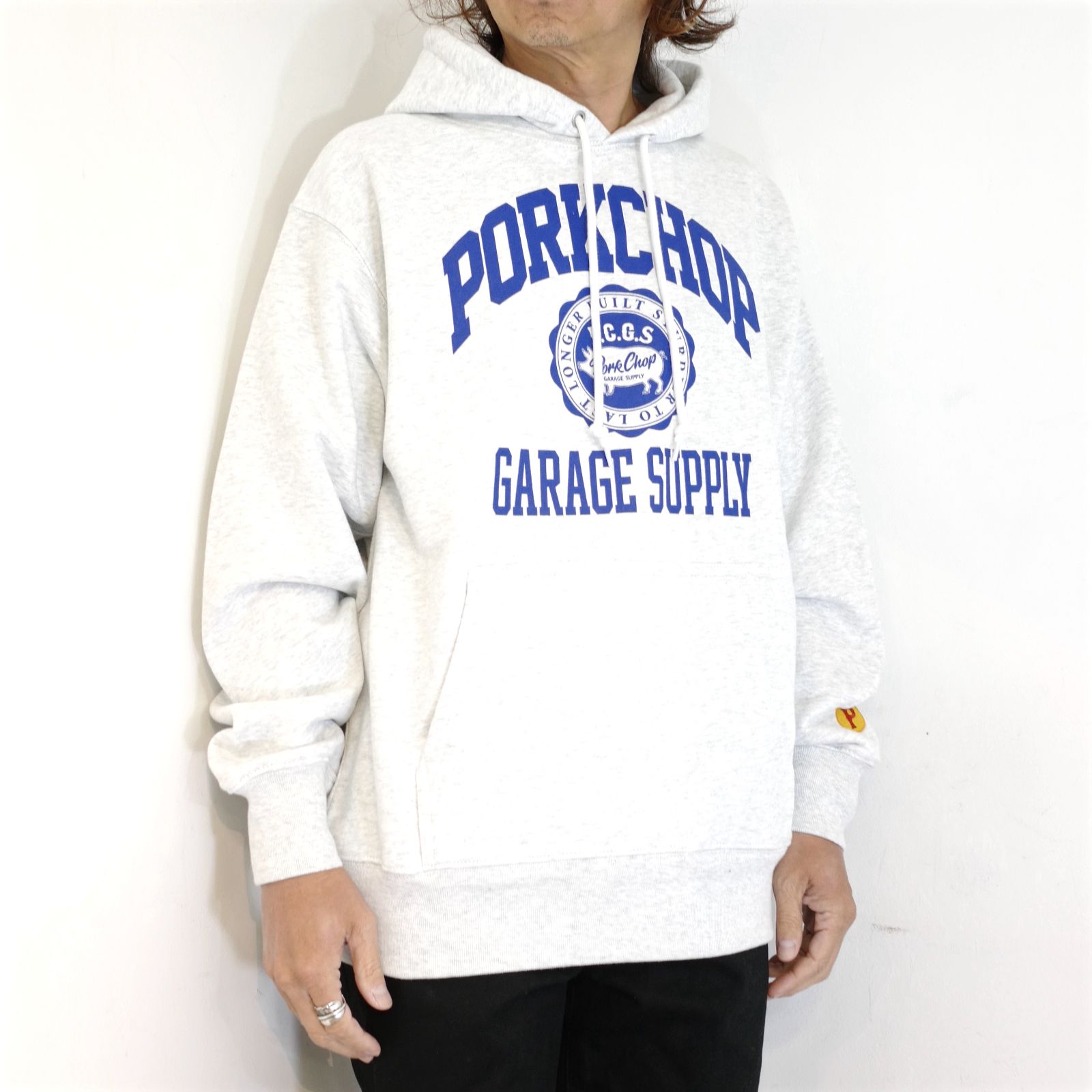 PORKCHOP - 2nd COLLEGE HOODIE (GRAY) / カレッジロゴ スウェット