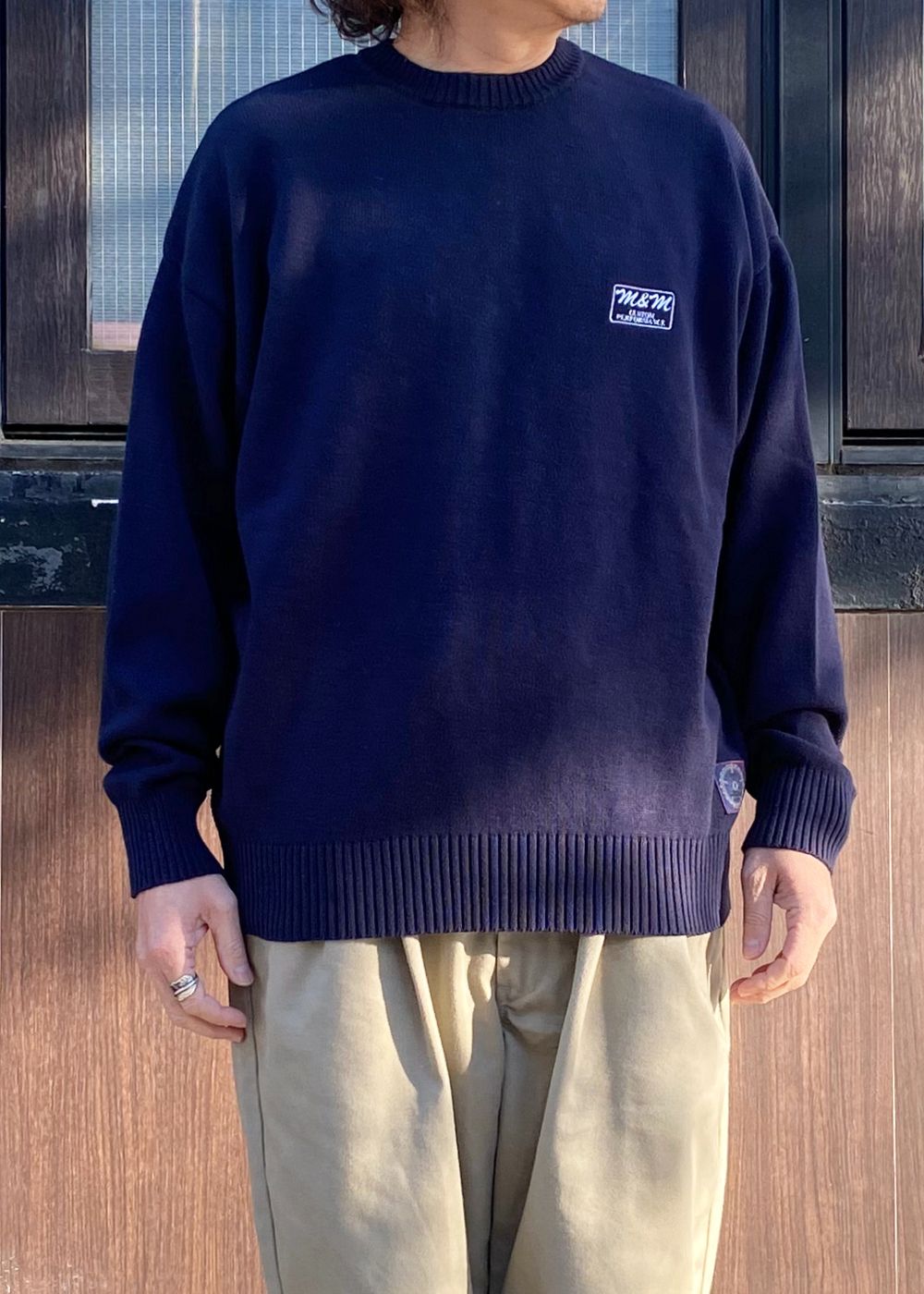 【ラスト1点】COTTON KNIT SWEATER (NAVY) / コットン ニット セーター