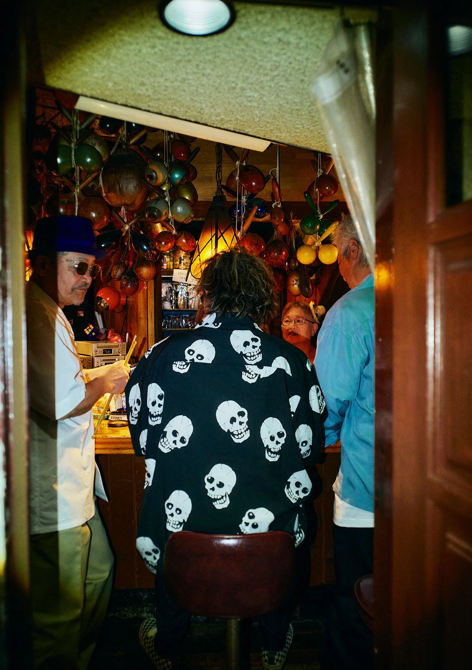 Skull patterned s/s shirt (BLACK) / セットアップ スカル シャツ