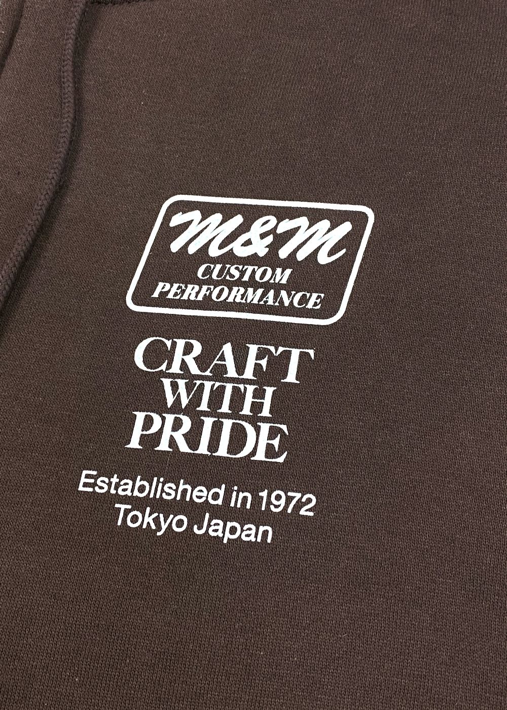 【ラスト1点】ZIP HOODIE (CHOCOLATE) / プリント スウェット ジップ パーカー