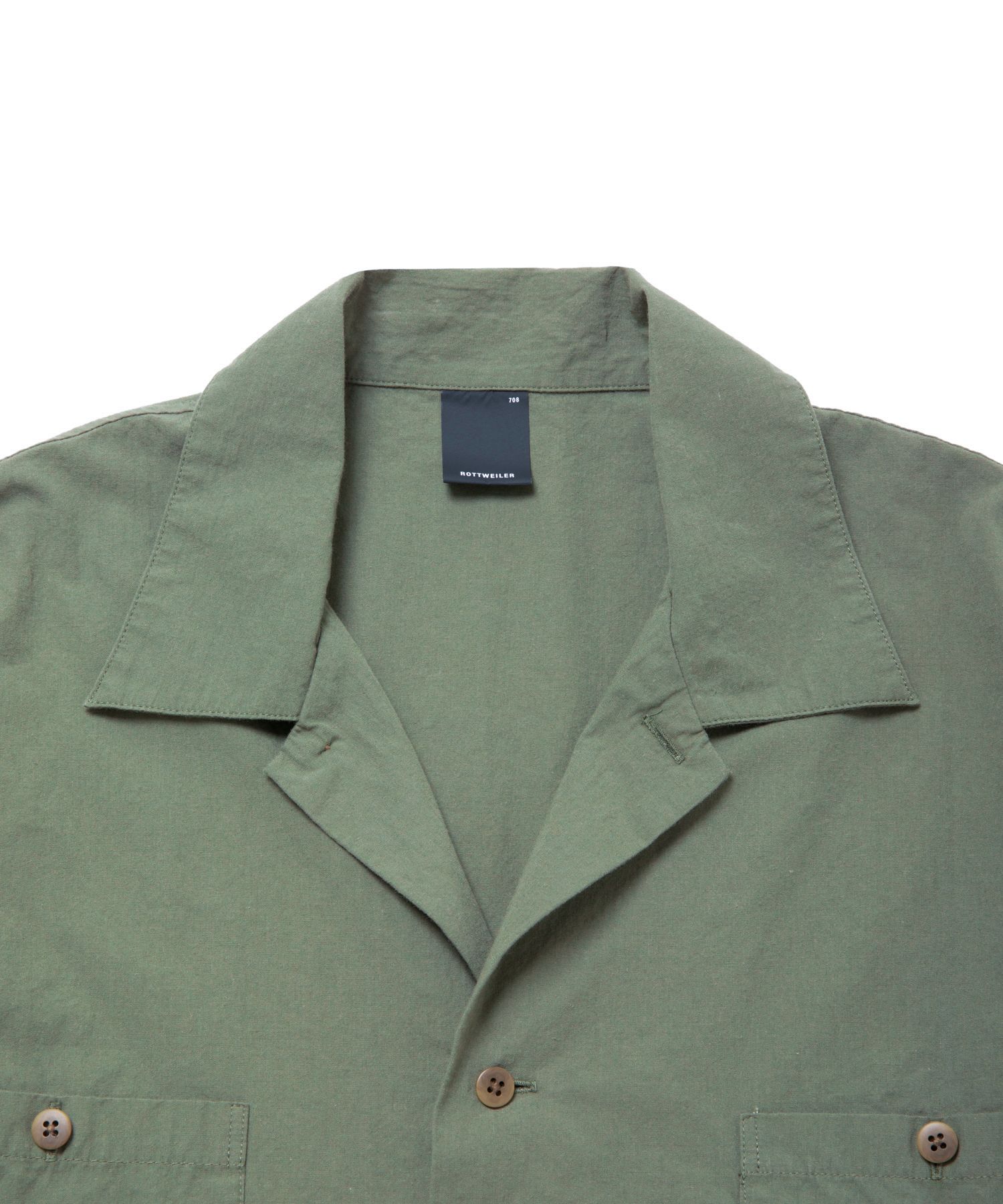 R9 M.I.L OPEN COLLARSHIRT (OLIVE) / ミリタリー シャツ