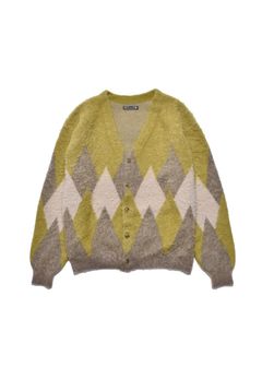 Mohair Argyle Knit Cardigan (YPT) /  アーガイル モヘアニット カーディガン