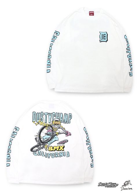 【ラスト1点】DUSTYCHAMP × DamianFulton L/S TEE (WHITE) / ダスティーチャンプ × ダミアンフルトン コラボ ロングスリーブ Tシャツ