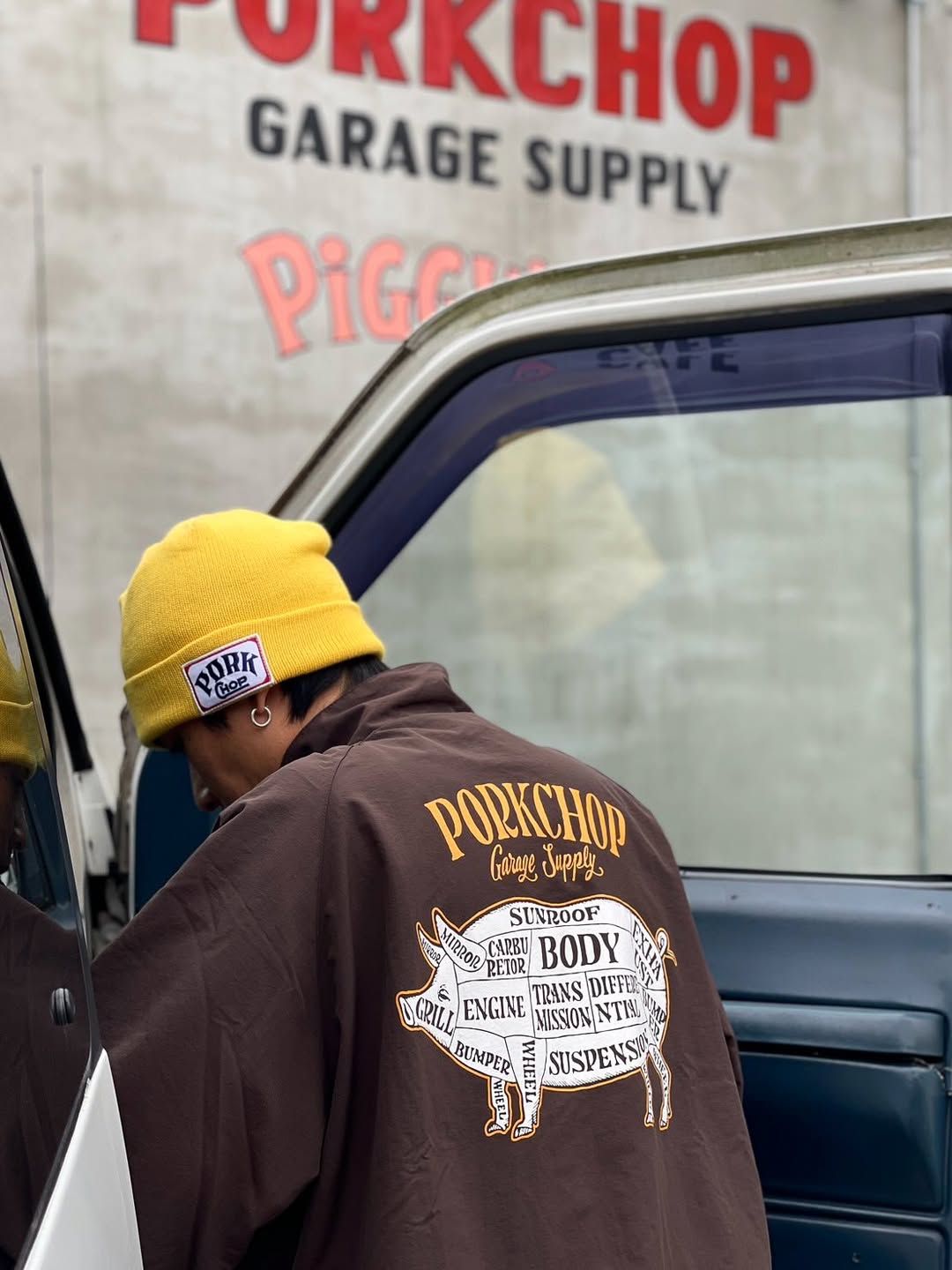 PORK BACK NYLON JKT (DARK BROWN) / ポークバック ナイロン トラック ジャケット