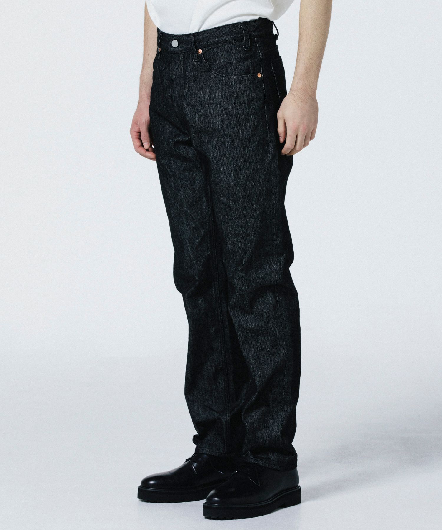 R9 05 DENIM PANTS (BLACK) / テーパード デニム パンツ