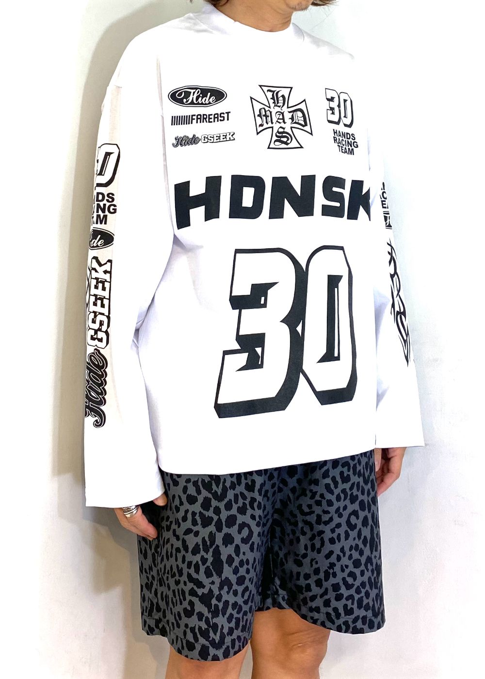 【ラスト1点】Racing L/S Tee (WHITE) / レーシング プリント ロングスリーブ Tシャツ
