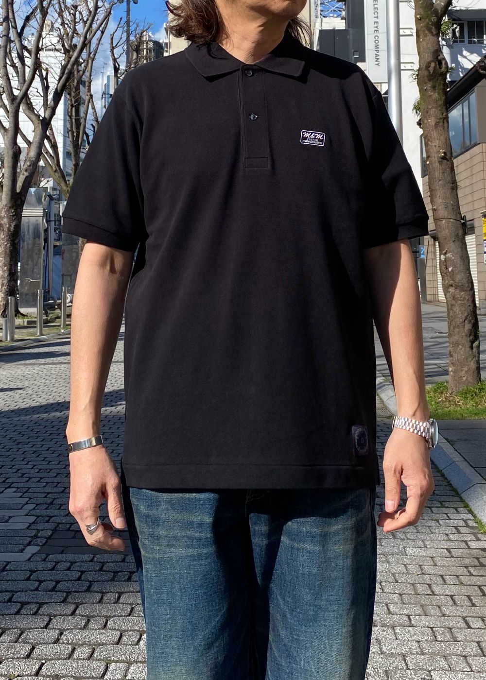 【ラスト1点】POLO SHIRT (BLACK) / ロゴ刺繍 ポロシャツ