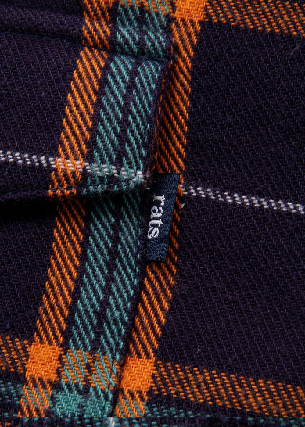 RATS - COTTON FLANNEL NAVY CHECK SHIRT (NAVY CHECK