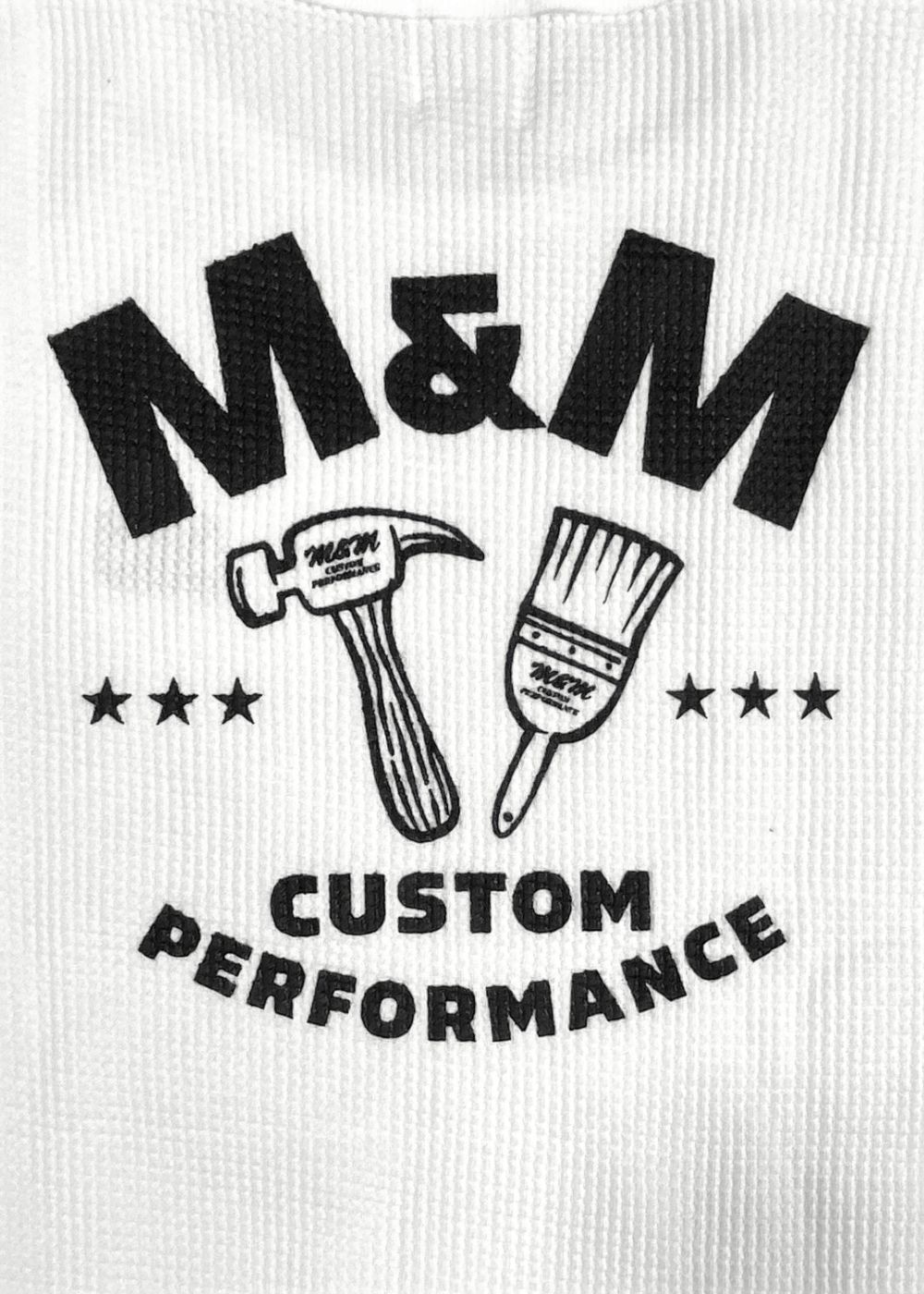 M&M CUSTOM PERFORMANCE - WAFFLE L/S T-SHIRT (BLACK) / バック 