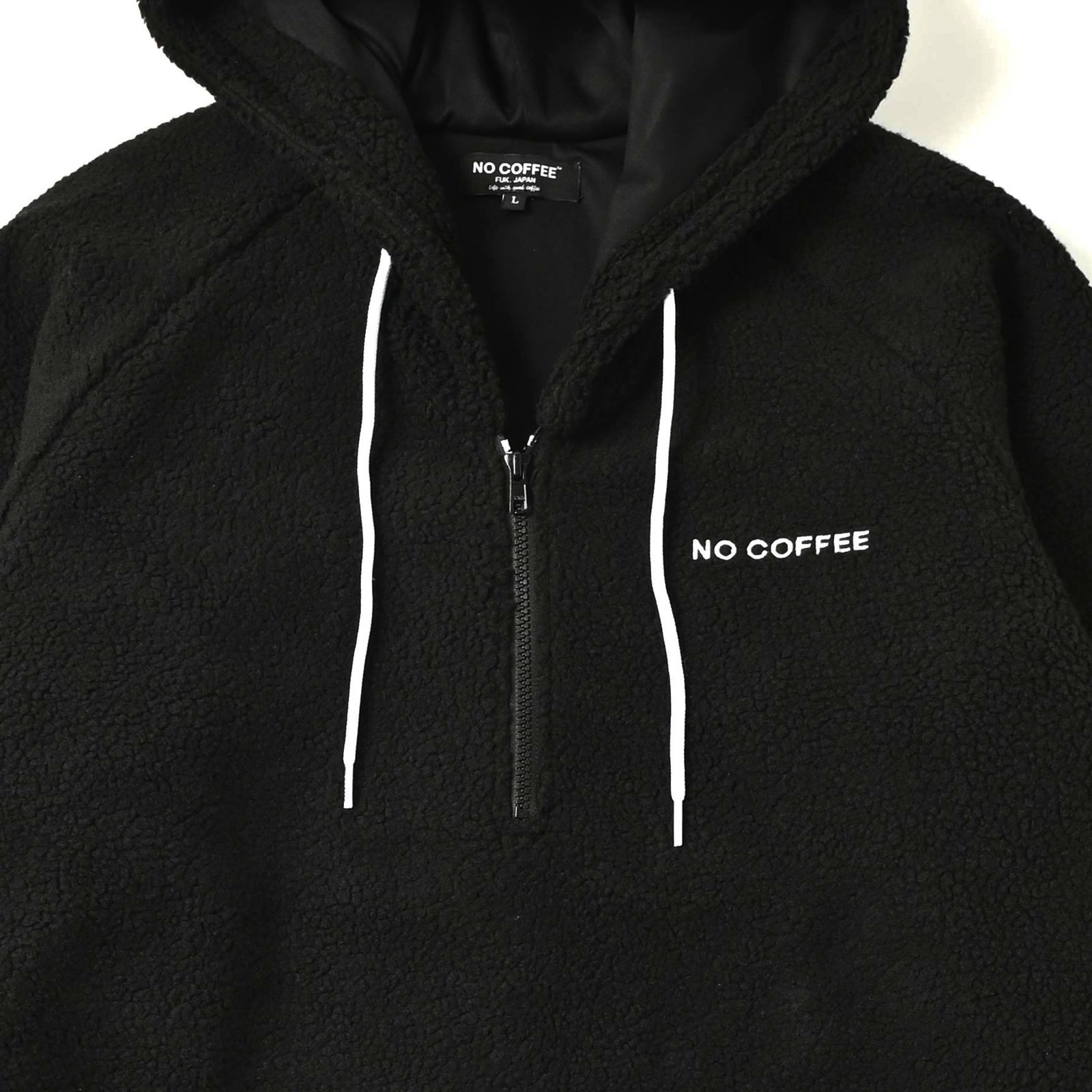 NC BY NO COFFEE - ボアハーフジップパーカー (BLACK) | LOOPHOLE