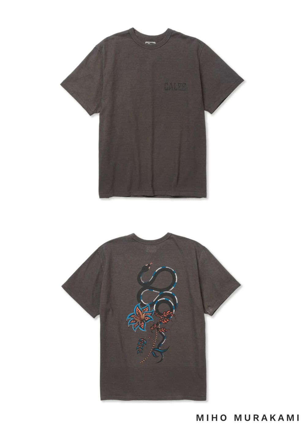×MIHO MURAKAMI BINDER NECK SNAKE VINTAGE TEE (CHARCOAL) / ×MIHO MURAKAMI コラボ Tシャツ