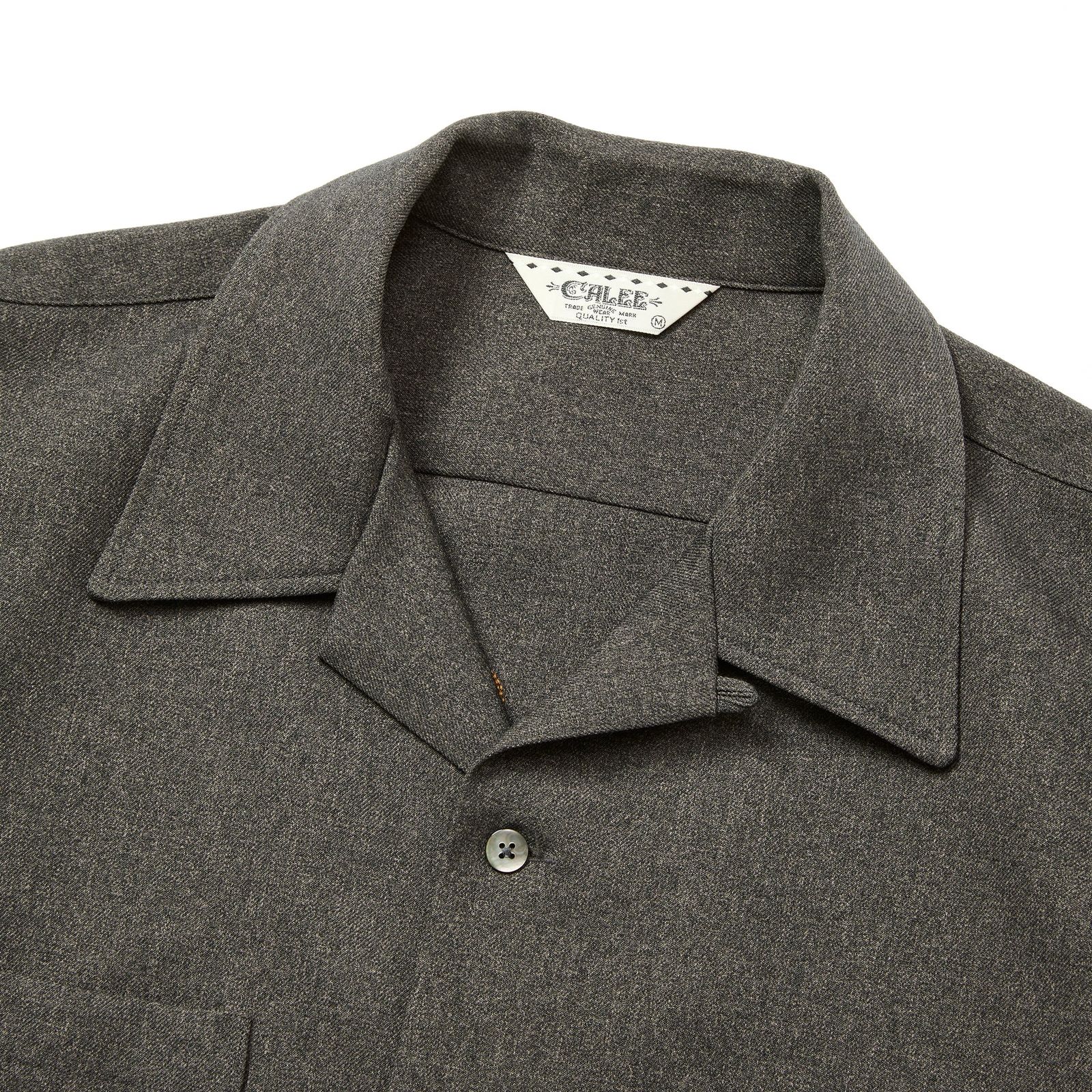 "BLATANT LOCALISM" OPEN COLLAR ROUND L/S SH (CHARCOAL) / オープンカラー ウール シャツ