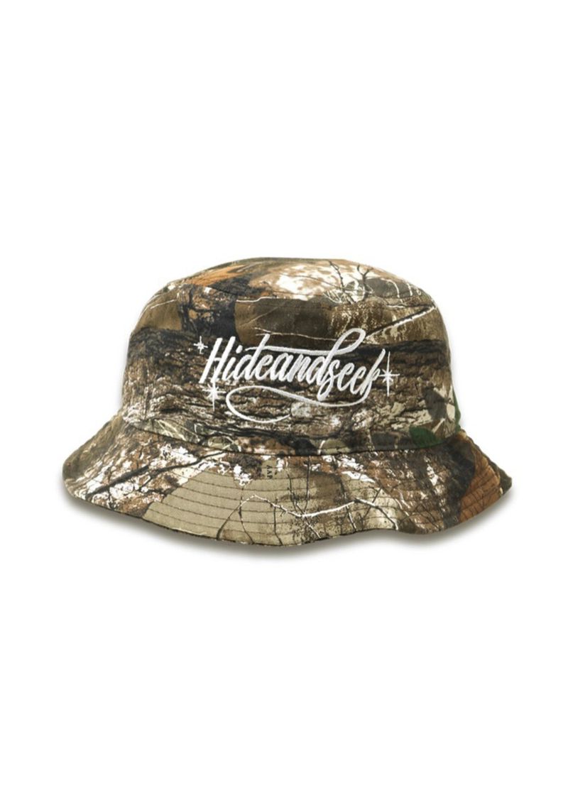 HIDE AND SEEK - Cursive Logo Crusher Hat (REAL TREE CAMO